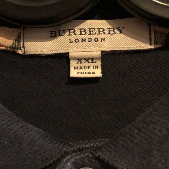 Burberry London Men’s Polo Shirt Navy Blue Size XXL 100CTN-SS08 W Extra Button - Picture 5 of 10